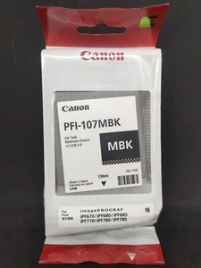 NEW Canon Ink Tank ORIGINAL PFI-107MBK - 6704B001[AA] for imagePROGRAF - Afbeelding 1 van 2