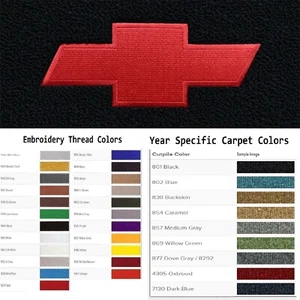 ACC 1971-1977 Chevrolet Vega Custom Bowtie Logo 4pc Cutpile Floor Mats - Bild 1 von 25