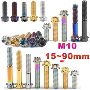 M10 Titanium Bolts 15~90mm Flange Inner Outer Plum Head Ti Screw Motorbike Refit - Picture 1 of 20