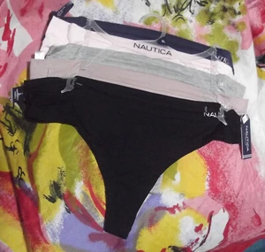 5 NEW NAUTICA NT8032 5PKDG MICROFIBER SUPER SOFT THONG PANTIES XL - Picture 1 of 2