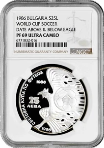Bulgaria 25 leva 1986, NGC PF69 UC, "1986 FIFA World Cup, Mexico" Top Pop - Picture 1 of 2