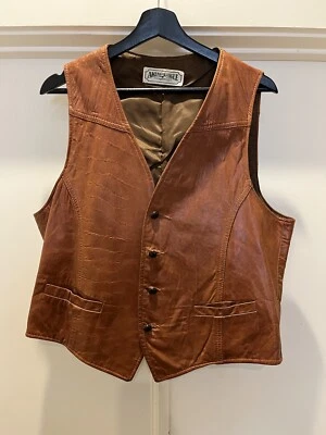 VTG American Eagle Men’s Leather Vest Medium RARE 80s Brown - Image 1 of 4