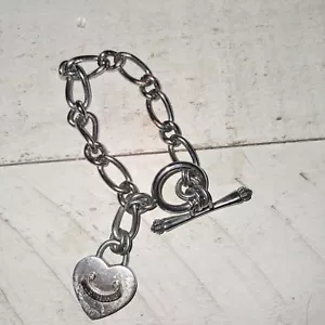 Juicy Couture Silvertone Bracelet With Heart Lock - Picture 1 of 5