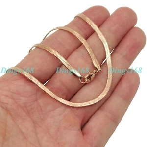 18K Rose Gold Filled Hypo-Allergenic 16inch 3mm Italian Herringbone Choker Chain - Picture 1 of 3