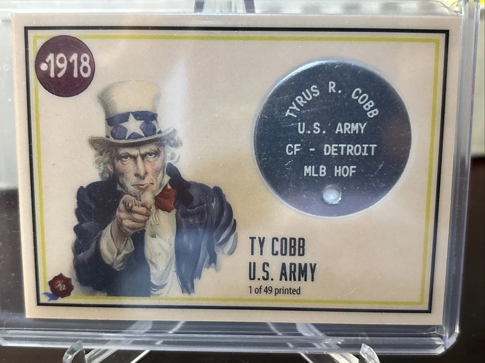 TY COBB 2022 Historical Autographs 1918 End of the Great War Dog Tag #/49 Tigers - Image 1 of 4