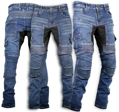 Vaqueros de moto para hombre Vaqueros de motorista Cargo Azul con protectores Vaqueros de motociclista Moto Foto 1 de 4