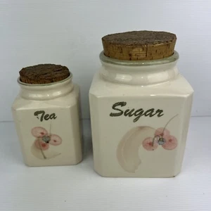 Vintage Robert Gordon Tea & Sugar Canisters Pottery Orchard Blossom - Bild 1 von 16