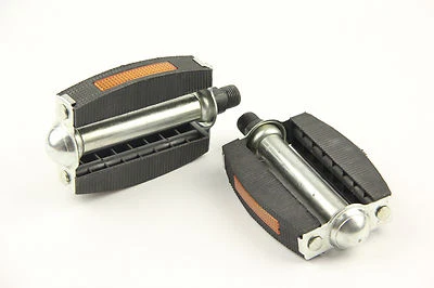 Pedales de bloque clásicos para bicicleta 9/16 métrico estándar Whorl negro Foto 1 de 4