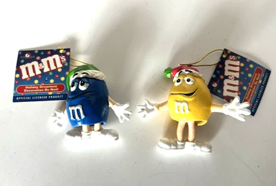 M&M's Adler Christmas Ornaments w/Tag Bobblehead Wiggle Legs Ceramic - Image 1 of 4