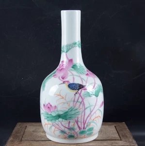 Nice Collectable Chinese Hand Famille Rose Porcelain Bird Vase - Picture 1 of 9