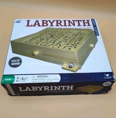 VTG Labyrinth Marble Maze Solitaire Classic Game Of Skill Solid Wood Cardinal - Image 1 of 4