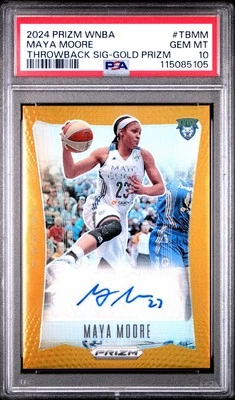 2024 WNBA Prizm Maya Moore Throwback Gold Prizm Auto /10; PSA 10 - Image 1 of 2