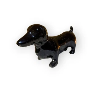 Modern Glossy Black Dachshund Figurine Ceramic Statue – Wiener Dog Decor - Picture 1 of 3