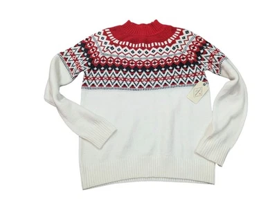 Nuevo Suéter St Johns Bay Mujer Mediano Rojo Fair Isle Cuello Simulado Vacaciones Nórtico  Foto 1 de 4