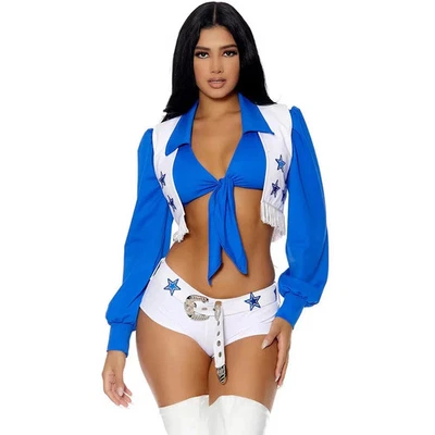 Sexy Disfraz de Animadora Mujeres Dallas Vaquera Gimnasia Conjunto Halloween Cospla Foto 1 de 4