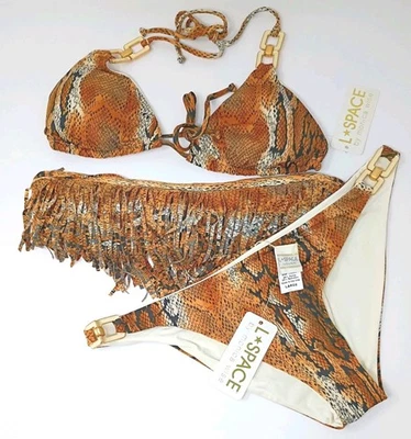 NEW L*Space 3PC Snake Print Bikini Set M/M/L - Image 1 of 4