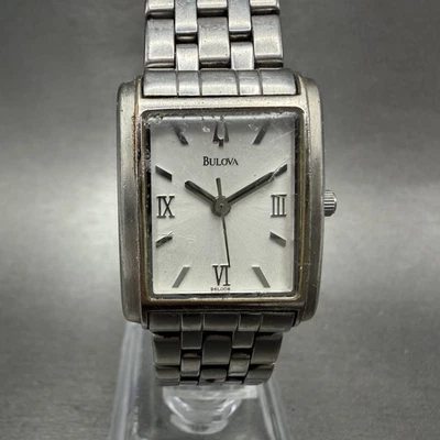 Bulova Tank Watch Women 22mm White Dial Silver Tone Rectangle 96L006 New Battery - Image 1 of 4