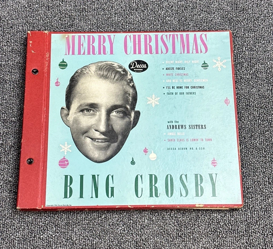 RARE 1945 Bing Crosby Merry Christmas Decca Records 78rpm 4 Records Set A-550 - Image 1 of 4