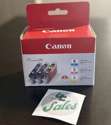 Tanques de tinta Canon CLI-8 ChromaLife 100 cian, magenta, amarillo, paquete de 3, IP3300 Foto 1 de 4