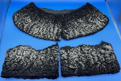 VTG Collar/Cuffs Sewing/Tailoring Genuine Persian Lamb Blck/Slvr Curly Lambswool - Image 1 of 4