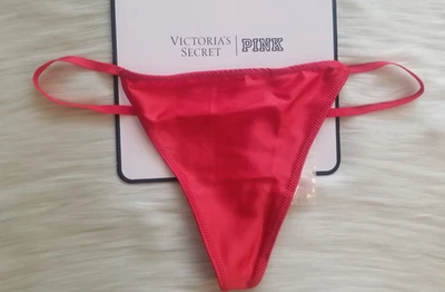 VICTORIA'S SECRET DREAM ANGELS SATIN POM POM V-STRING THONG PANTY RED MEDIUM NWT - Image 1 of 4