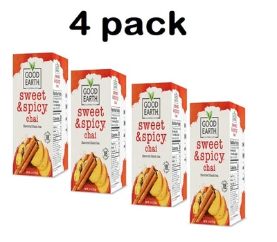 Good Earth, Sweet & Spicy Chai,红茶包,18 个(4 件装) — 第 1/4 张图片