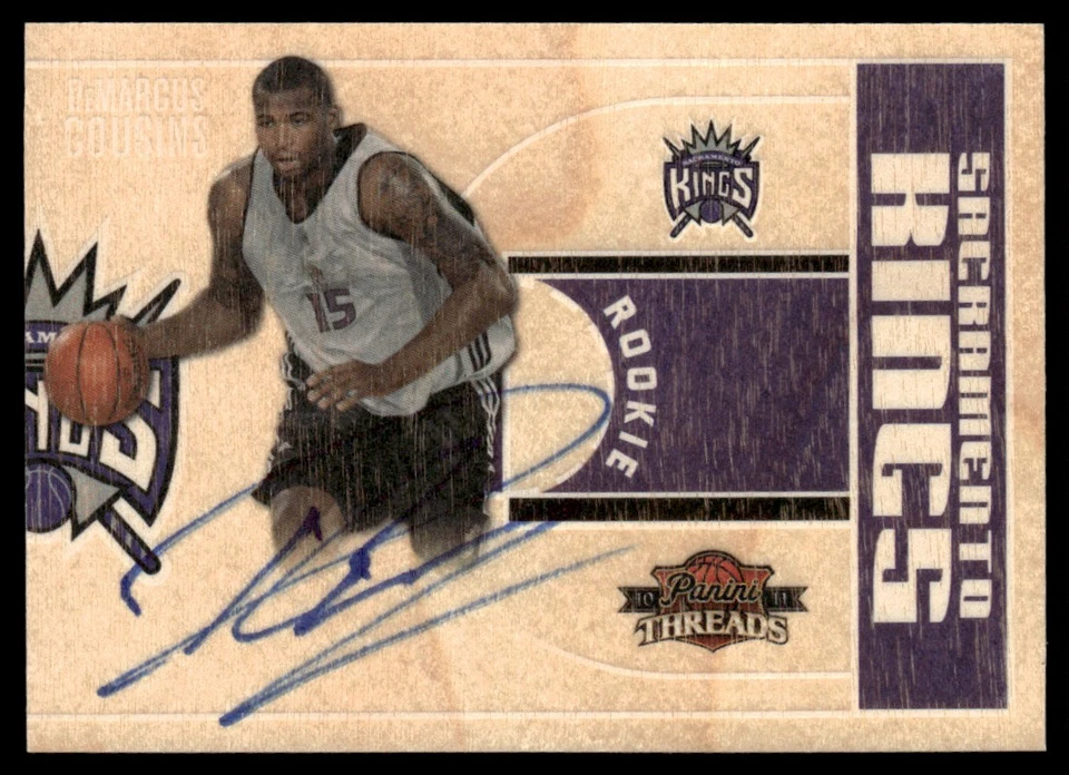 2010-11 Panini Threads Wood On Card Demarcus Cousins Rookie Auto 122/399 - Image 1 of 2