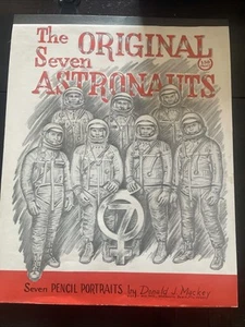 1960s THE SEVEN ORIGINAL ASTRONAUTS vtg sketch book don mackey art nasa apollo - Picture 1 of 14