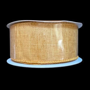 Wired Edge Fall Ribbon 1.5 in X 30 ft Gold Yellow Burlap Thanksgiving Holiday - Picture 1 of 5