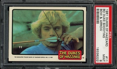 1981 Donruss Dukes of Hazzard #11, "Bo Duke Bow & Arrow"  PSA MINT 9, POP 1 - Image 1 of 2