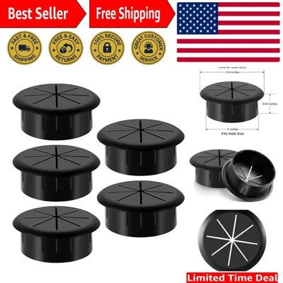 Ojal de escritorio negro flexible de 2 pulgadas - Paquete de 5 soluciones de gestión de cables Foto 1 de 4