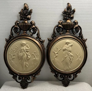 Vtg Copper Guild/Dart Inc. Victorian Goddess Wall Decor Set/2 Made/USA 4056A/B - Picture 1 of 5