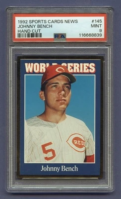 1992 JOHNNY BENCH PSA 9 MINT HOF SPORTS CARDS NEWS HC CINCINNATI REDS (#145) RZC - Image 1 of 3