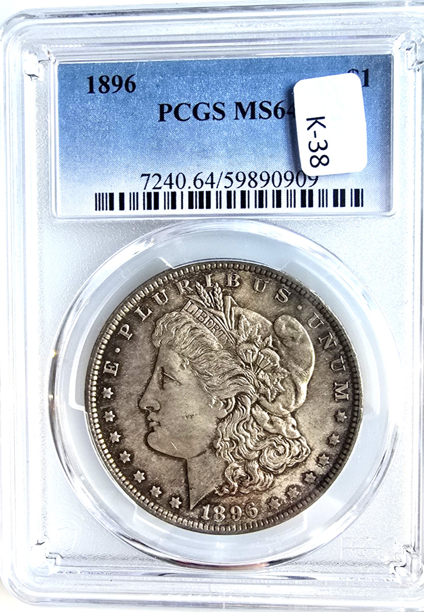 PCGS Certified MS 64 Graded 1896 Year Morgan US Dollars