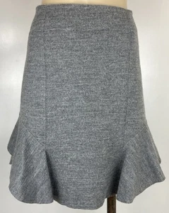 Country Road Grey Skirt Women's Size L AU 12 Short Wool Blend Ruffle A-Line - Picture 1 of 6