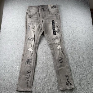 Ninth Hall Rogue Jeans Herren 30x32 Tapered Printed Skater Skinny Grafik NEU - Bild 1 von 18