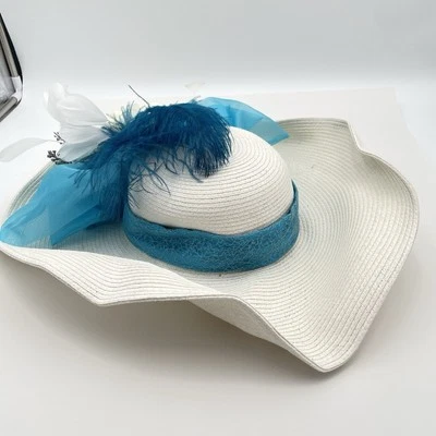 Sombrero Von Lancelot Blanco Sol Con Flores Floral Sombrero Gorro Foto 1 de 4