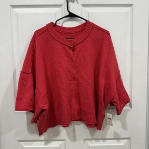 NWT Women’s Pilcro Anthropologie THE GOLDIE COTTON CREW NECK SWEATER: CARDIGAN - Picture 1 of 8