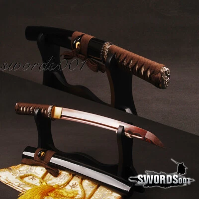 Handmade Electroplating Red Blade Japanese Tanto Damascus Folded Steel Full Tang - Image 1 of 4