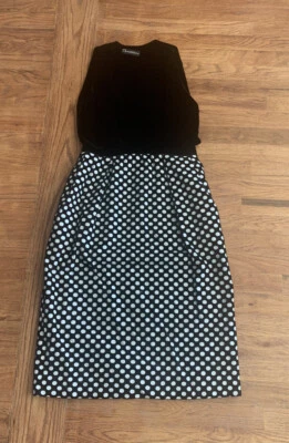 Vestido Neusteters Vintage Años 60 Negro Terciopelo Polkadot Mujer XS Foto 1 de 4