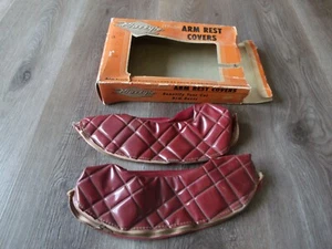 VINTAGE PLASTYLE ZIP ON ARM REST COVERS MAROON - Picture 1 of 1