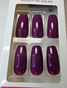 KISS NAILS GLUE ON Shiny Eggplant Purple LONG LENGTH, SARG BALLERINA FORM - Bild 1 von 5