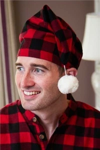 Lee Valley Cotton Flannel Nightcap - Red and Black Check - Picture 1 of 4