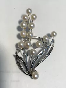 SS/.925 FW PEARL FLOWER DESIGN PIN/BROACH. 11.4G. - Picture 1 of 4