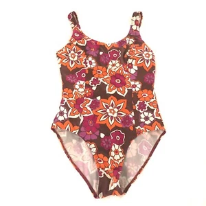 Vintage Damen Livera Einteiler Badeanzug Rosa Orange Blumenmuster Retro 14/36 - Bild 1 von 11