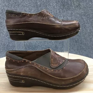 LArtiste Spring Step Shoes Womens 38 Burbank Slip On Wedge Clogs Brown Leather - Picture 1 of 18