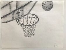 "Basketball" Original graphite drawing by Danish artist Anita Healey 9x12