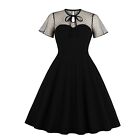 Vintage Dresses For Women Cap Sleeves Carnevale New Women Black Lace Embroidery