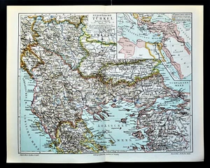 1902.Antica Stampa Geografica: TURCHIA EUROPEA - EUROPAISCHE TURKEI - MEYERS .. - Bild 1 von 1
