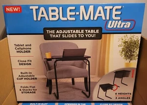 Table Mate Ultra TV Tray Folding Snack Table Blk Adjustable Angles 15 x 20" - Picture 1 of 6